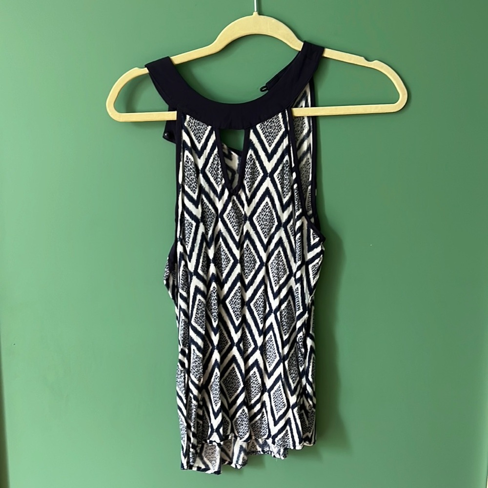 Pixley, navy and white halter tank top, size medium